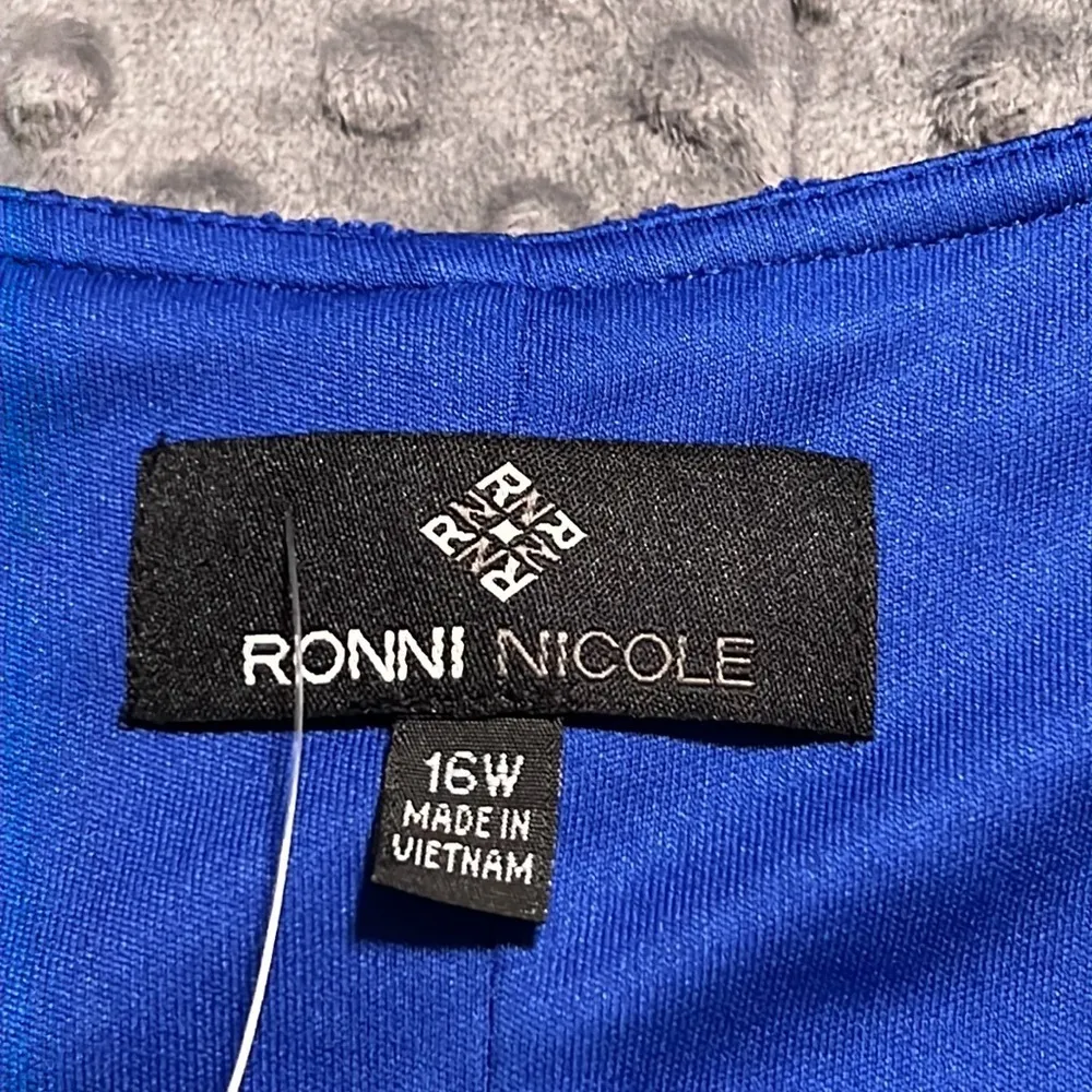 RONNI NICOLE women's size 16W cold shoulder dress cobalt blue sheath lined flaw - Image 4