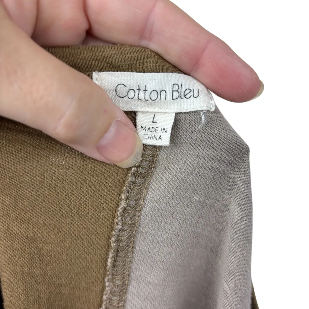 Cotton Bleu floral top size Large fairy y2k fall colorblock back to school Tan - Image 5