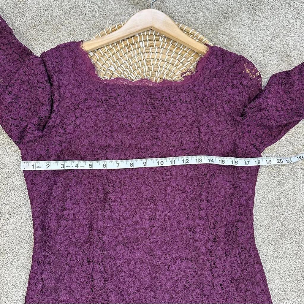 Adrianna Papell Women’s 3/4 Sleeve Lace Sheath Dress Full Back Zip in Purple 12 - Image 16