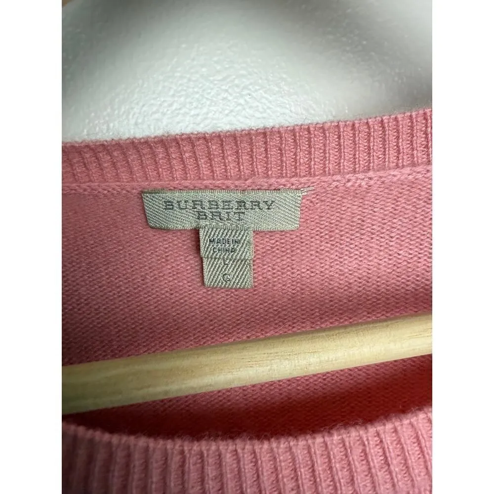 Burberry Brit Pink Cashmere Blend Crew Neck Sweater Sz. L - Image 4