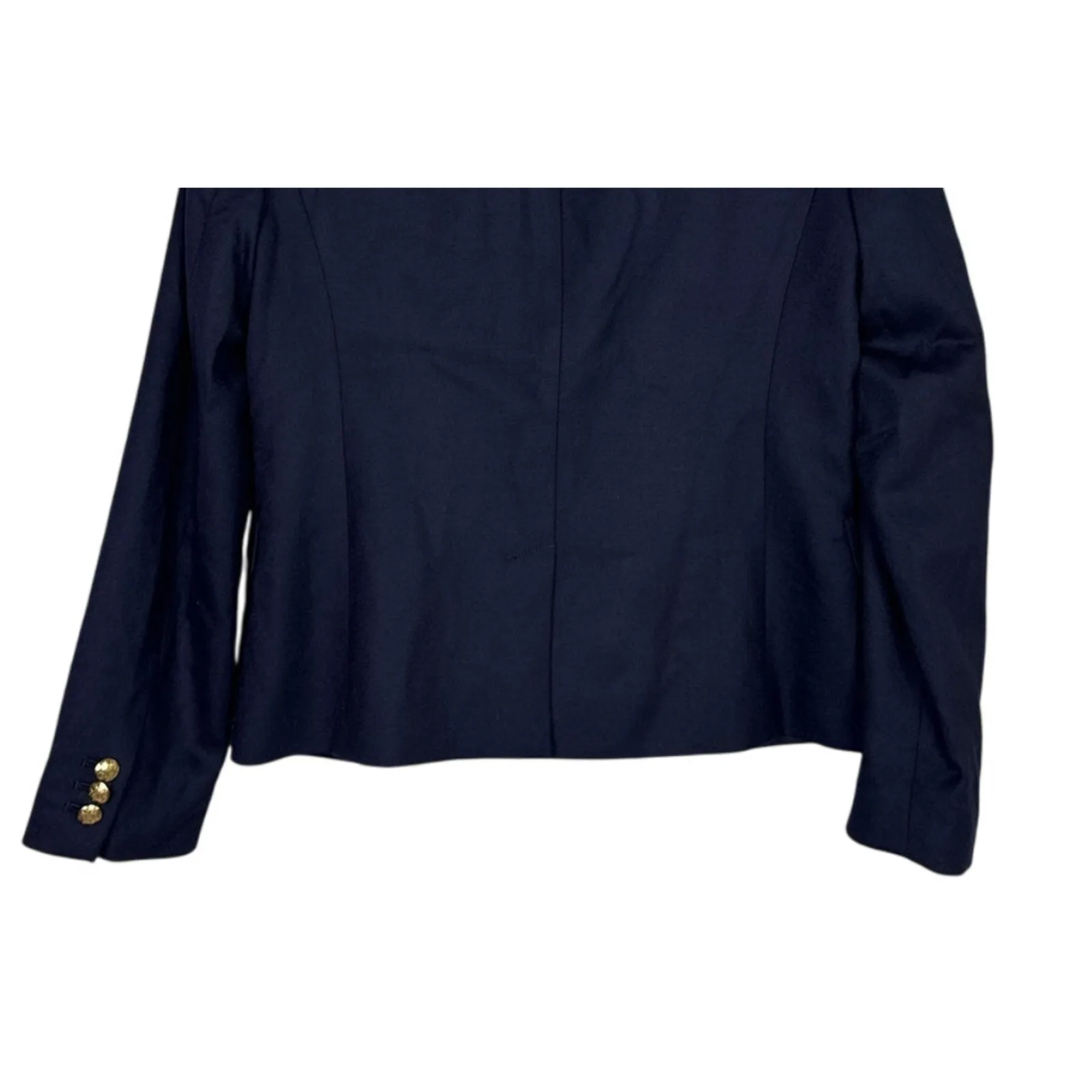 J. Crew Wool Blend Schoolboy Long Sleeve Gold Buttons Blazer Lined 4 Navy Blue - Image 6