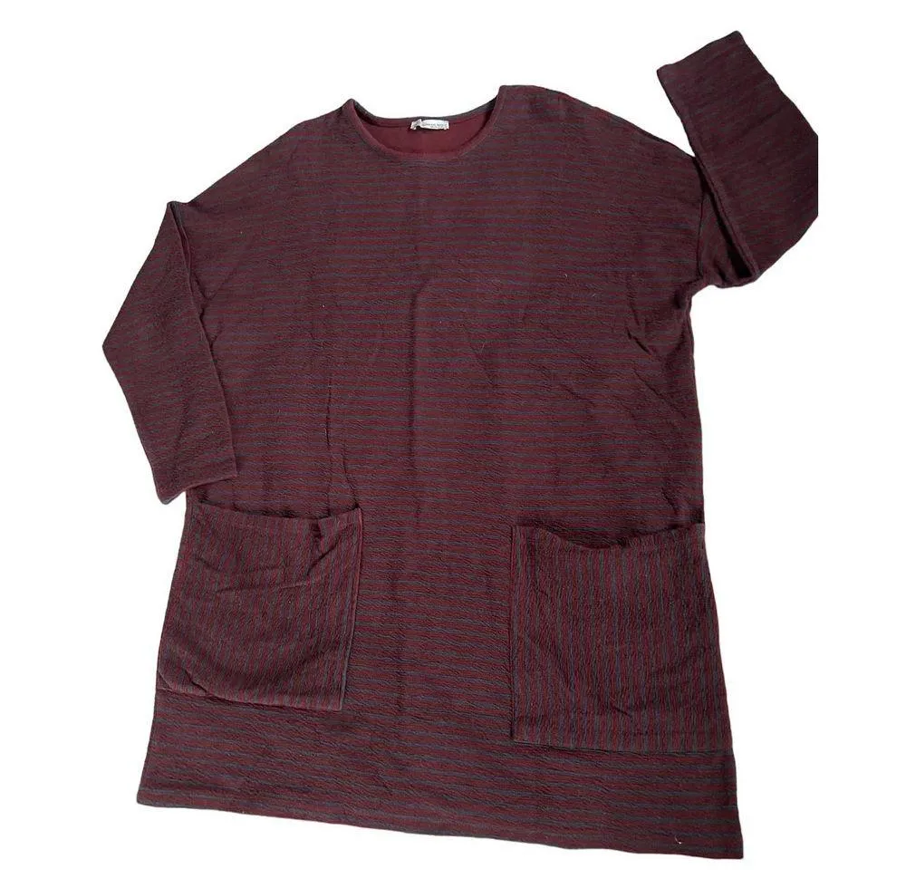 Zara women’s maroon navy striped dress size medium - Image 3