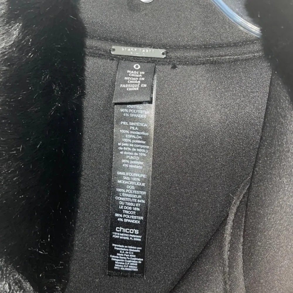 Black Label by Chico’s Black/White Striped Faux Fur Snap Chico’s 0 S Mint!. - Image 29