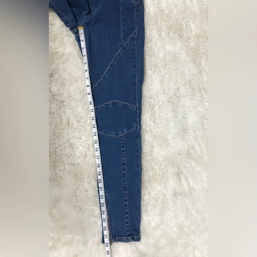 WE THE FREE Bella Moto Mid Rise Skinny Jeans Size 25 Anke Zip Bikercore Blue New - Image 14