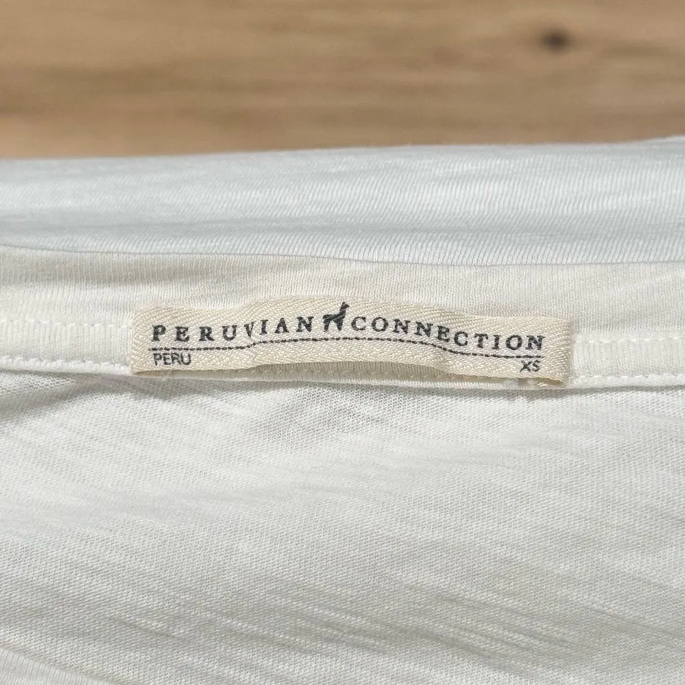 Peruvian Connection White Ruffle Sleeve Shirt Women’s XS - Image 3
