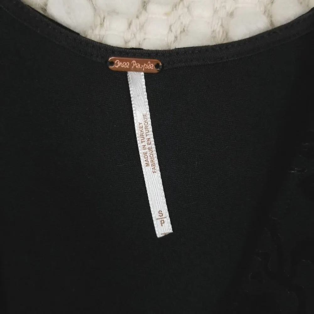 Free People Velvet Floral Embossed Bodycon Dress Black Sz Small - Image 8