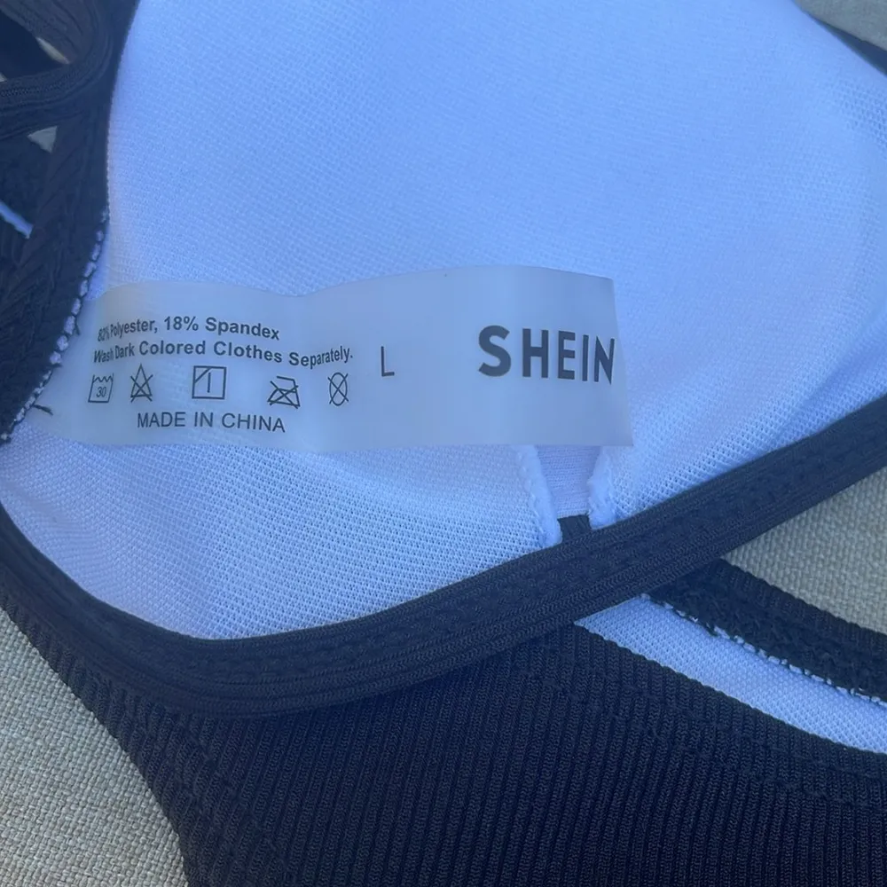 Shein black 2-piece bikini swimsuit triangle top size large NWOT - Image 3