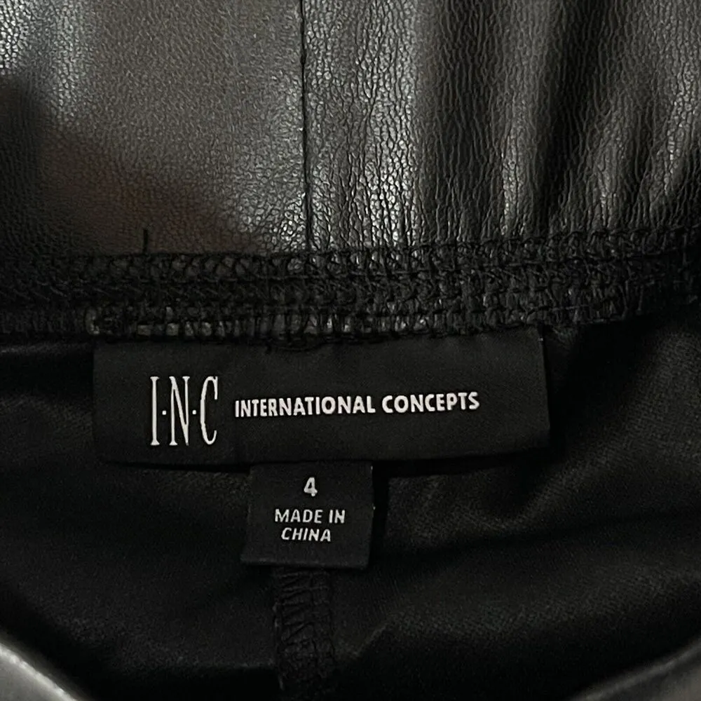 INC International Concepts SZ 4 Faux Leather Skinny Pants Pull - Image 3