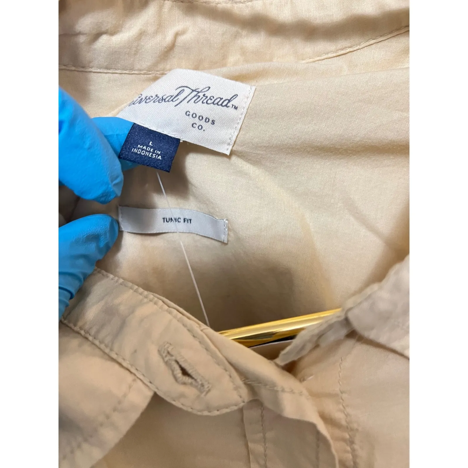 Universal Thread Yellow Button Down Tunic Fit Shirt Women Large Casual Weekend - Image 5