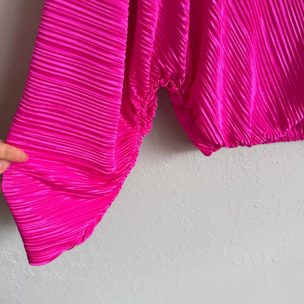 Good American Always Fits Plisse Sculpt Top Fuchsia Pink Womens 1/2 M Preppy - Image 2
