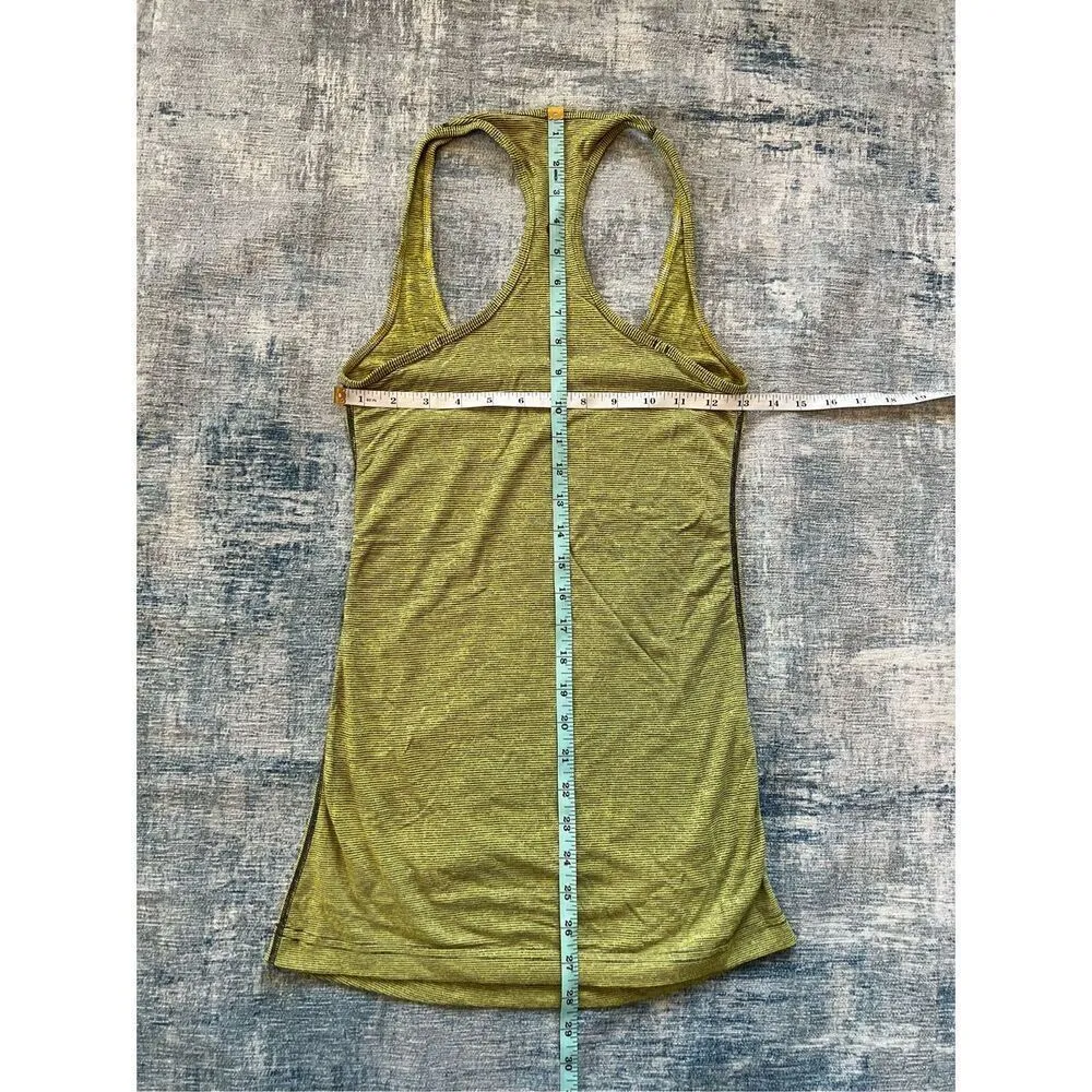 Lululemon Green Gray Micro Stripe Cool Racerback Tank Top Size 4 - Image 5