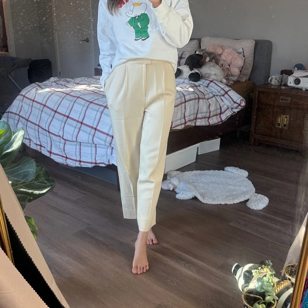 Vintage white ralph lauren collection wool tapered trousers Size 2 - Image 2