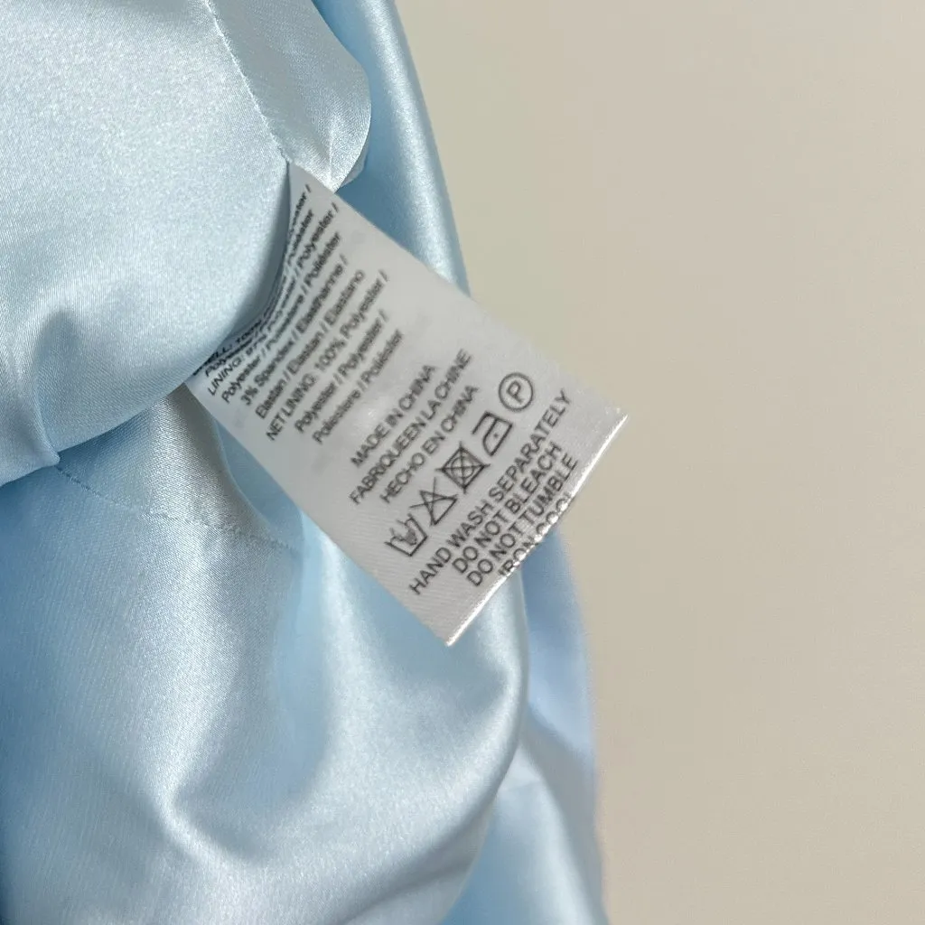 SAU LEE Elly Asymmetric Bow Sleeveless Minidress in Pastel Blue Size US 8 - Image 7