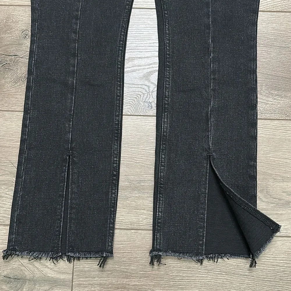 Abercrombie‎ & Fitch The Skinny High Rise Split Raw Hem Black Stretch Jeans 27 - Image 4