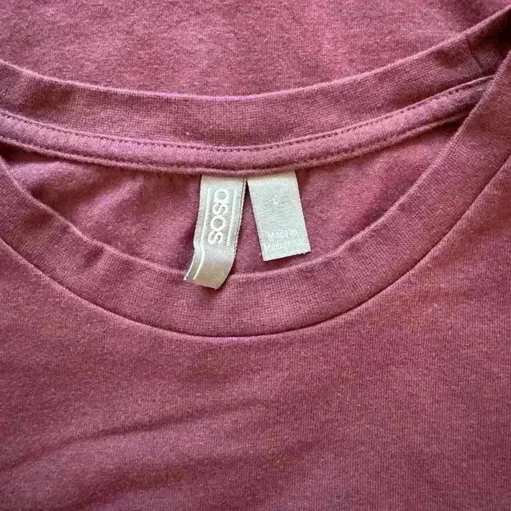 Women's ASOS Short Sleeve Maroon T Shirt Casual Lightweight Cotton Size Large - Image 3