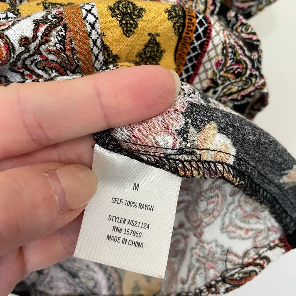 Blue Rain True Wrap Blouse Top Mixed Print Boho Floral ~ Women’s Size M - Image 7