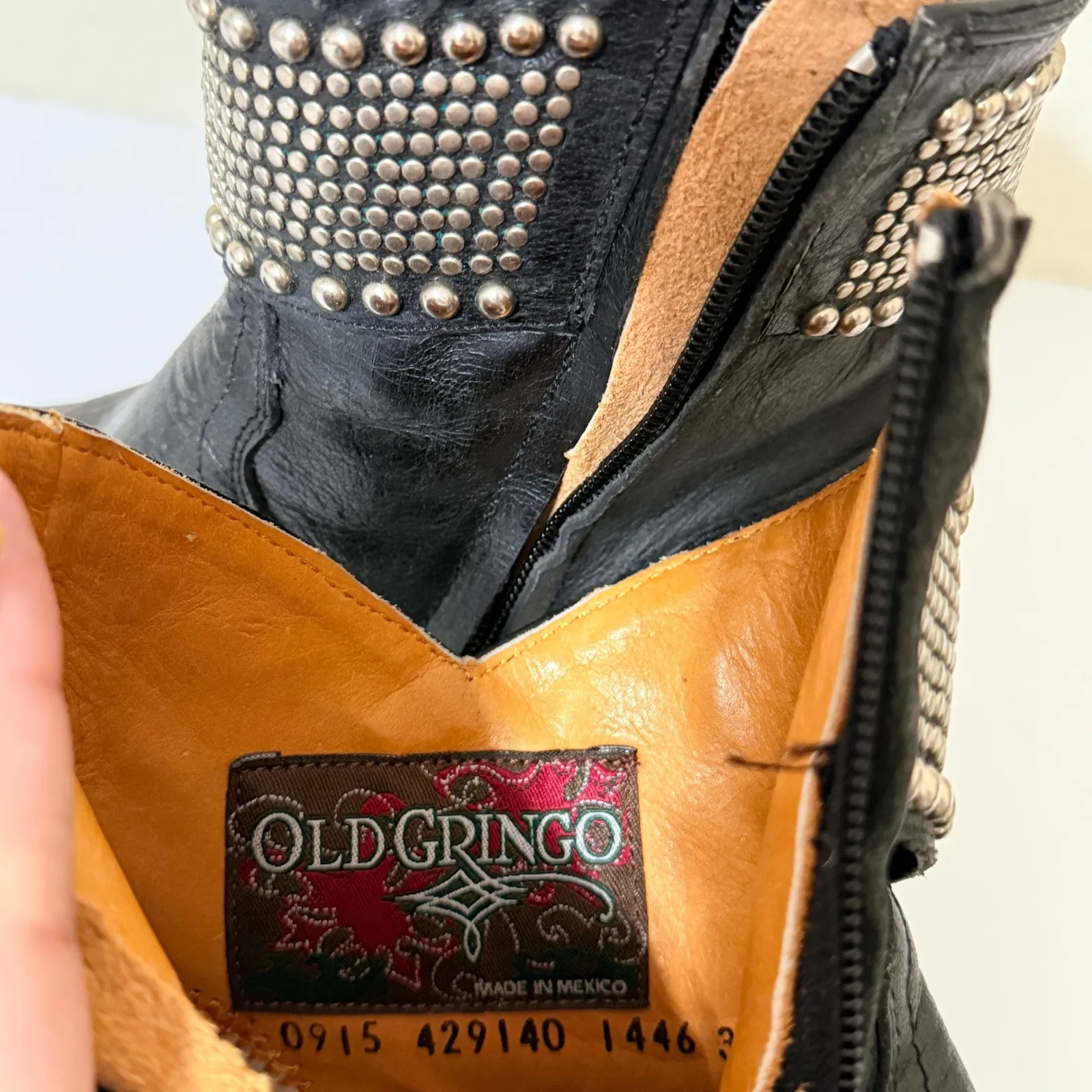 Old Gringo Clovis Studded Blacl Leather Ankle Boots Size 8 B Cross Embellished - Image 13