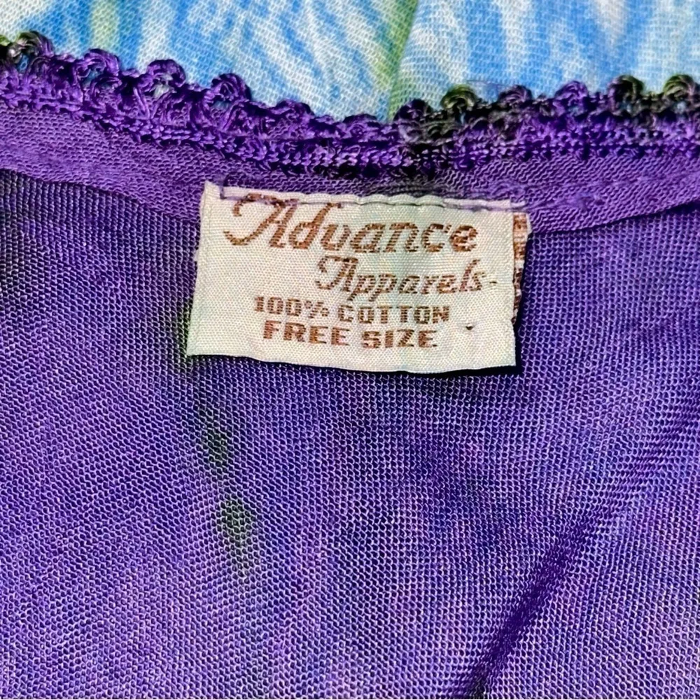 Advance Apparels One Size Purple Green Tie Dye Dina Relaxed Sequin Blouse Top - Image 5