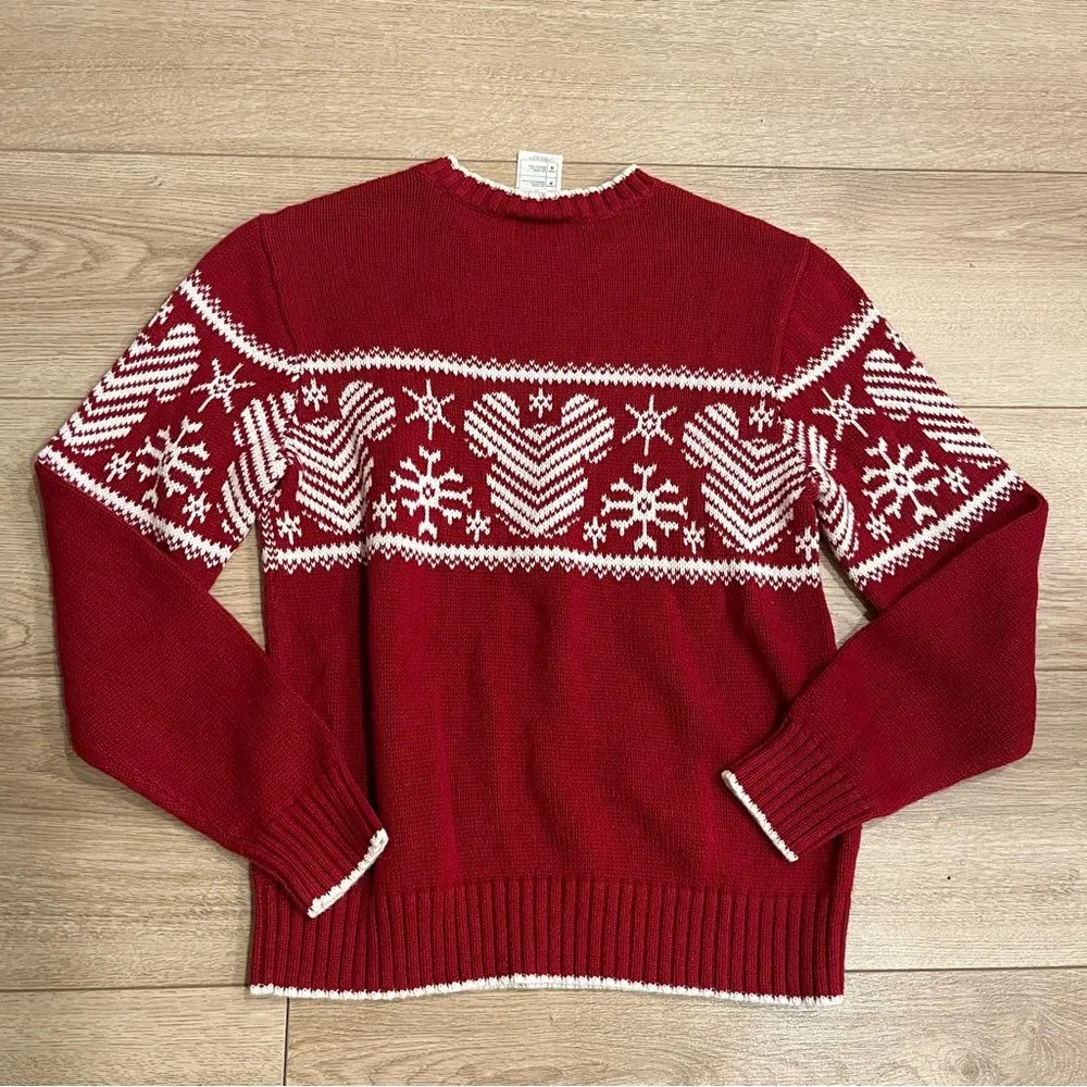 Vintage Disney Mickey Mouse Fair Isle Cotton Blend Red Sweater Women’s Size S - Image 3