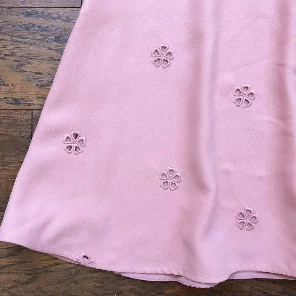 Kate Spade • Cutout Crepe Dress pink eyelet ruffle sleeve flutter Faded Peony - Image 7