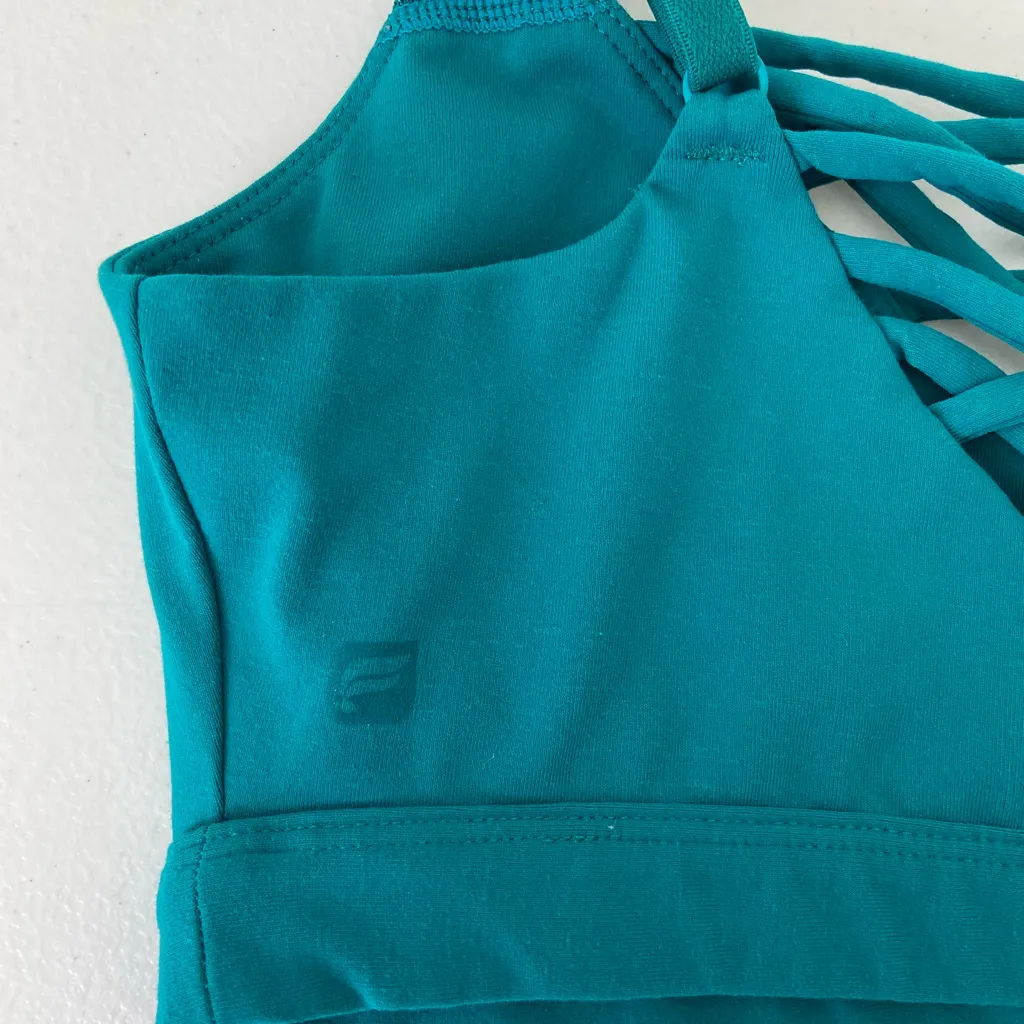 EUC‎ Fabletics women’s teal lattice cross strap nonpadded sports bra XXS - Image 4