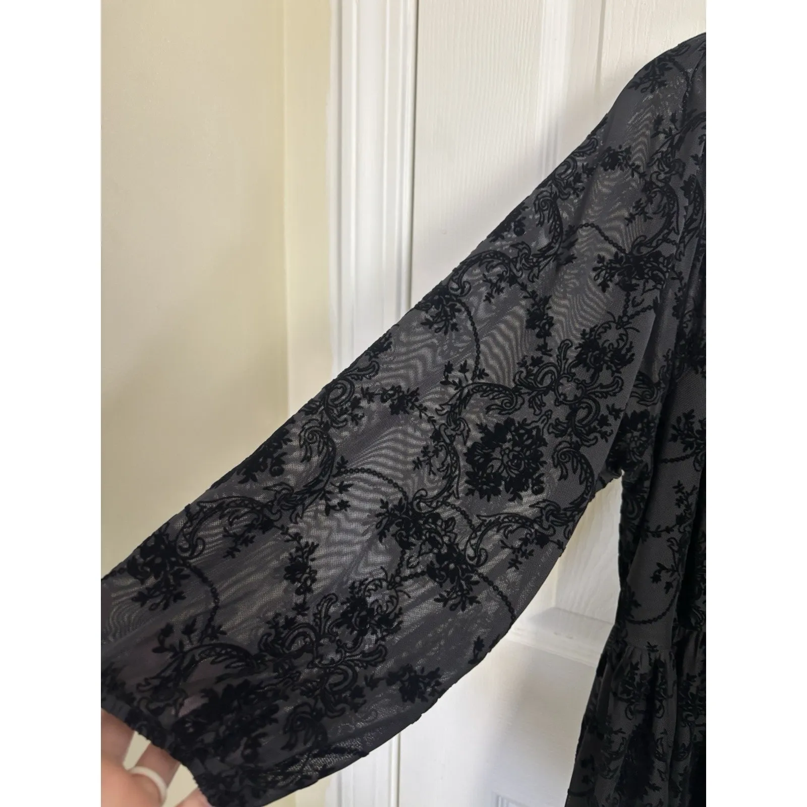 Bloomchic Black Sheer Velvet Burnout Top Size 12 Whimsigtoh Fairy Grunge Romance - Image 4