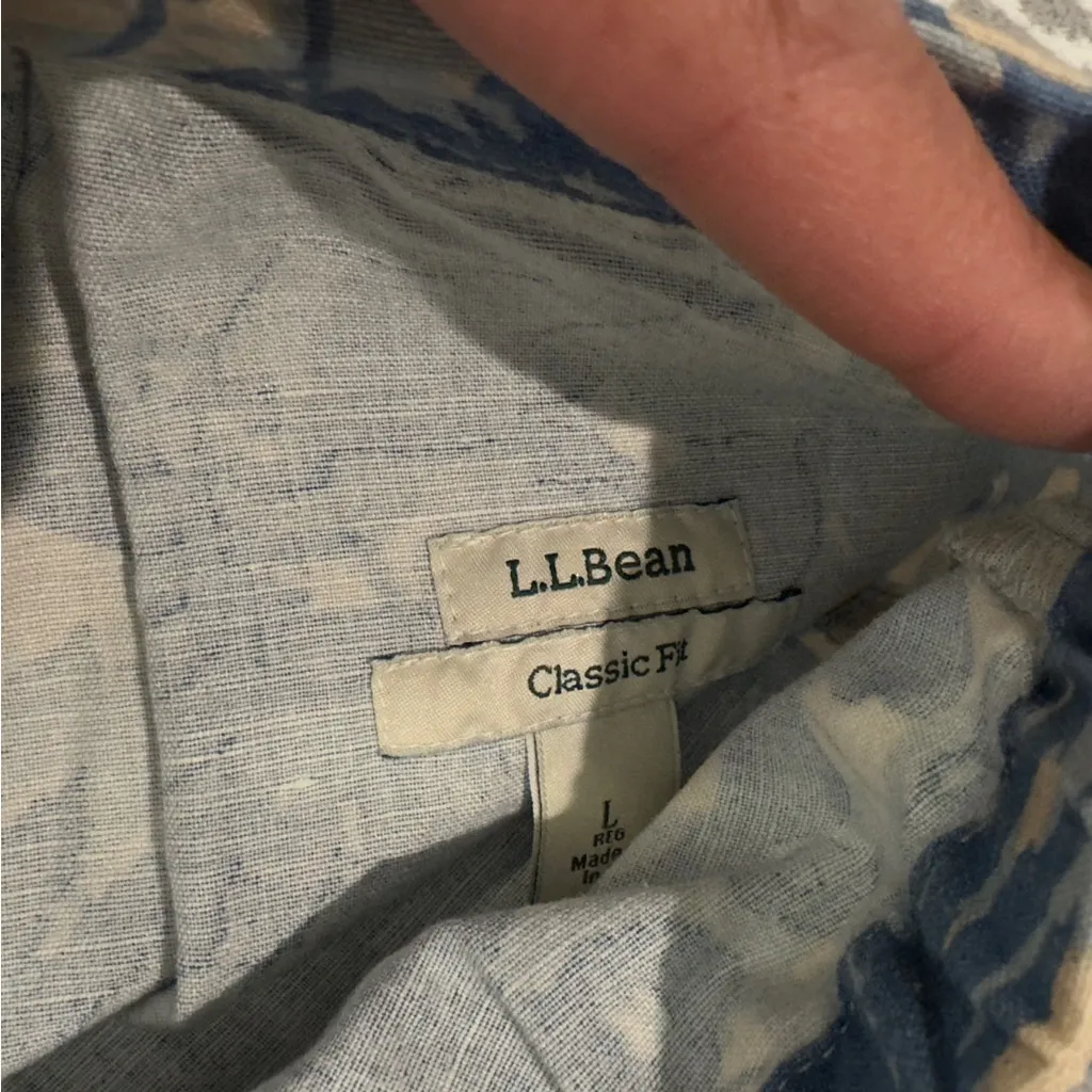 L.L. Bean Regular Fit Linen Cotton Blend‎ Skirt Size Large Blue - Image 8