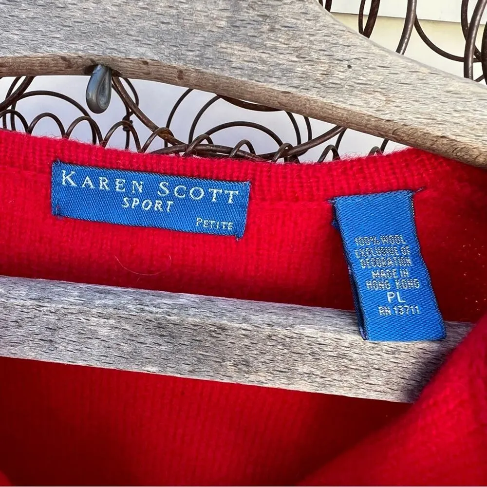 Vintage 90s red wool sequin Ugly Christmas tree embroidered cardigan sweater PL Size undefined - Image 5