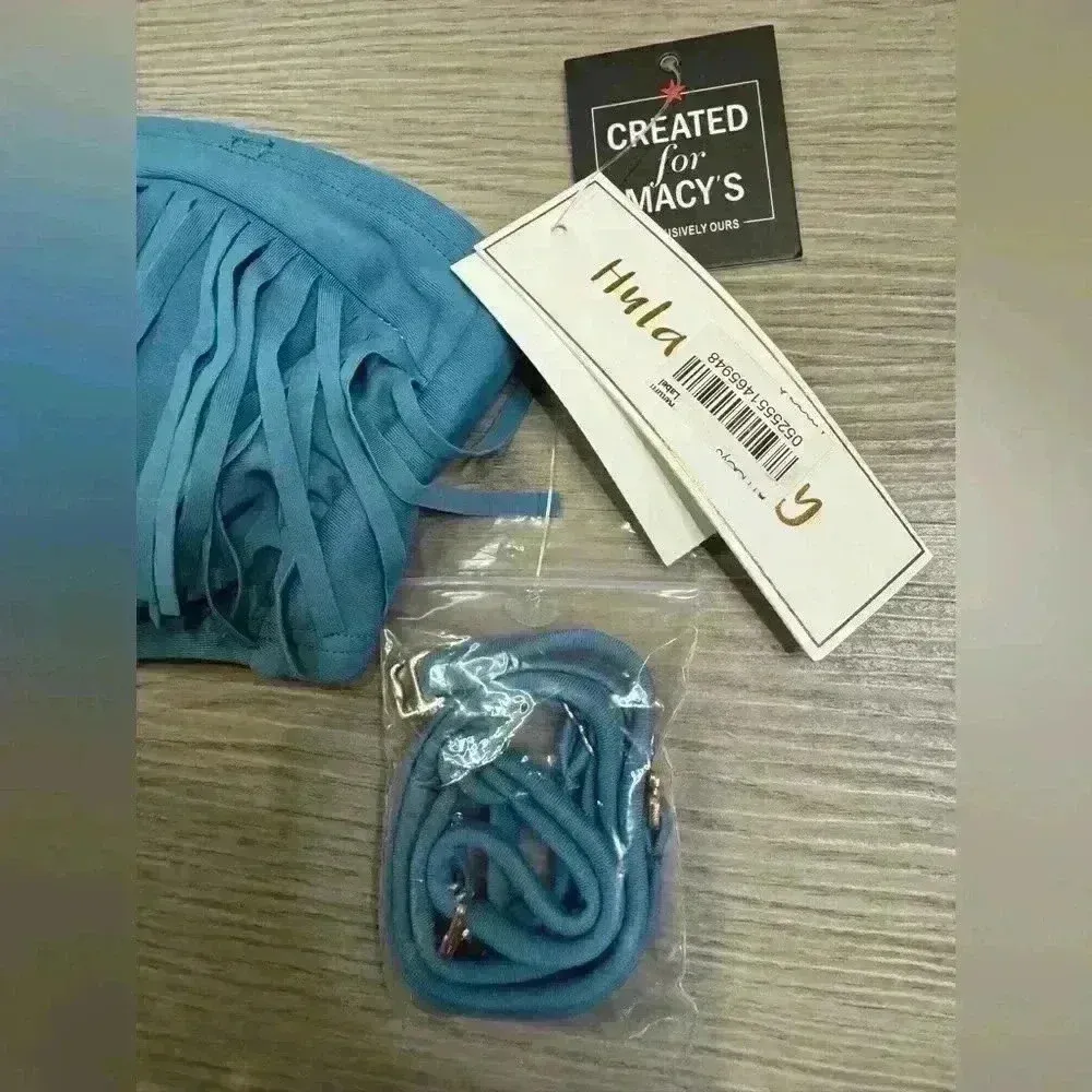 Hula Honey‎ NWT Women’s Bandeau Stretch Fringe Bathing Swimsuit Top Size M - Image 4