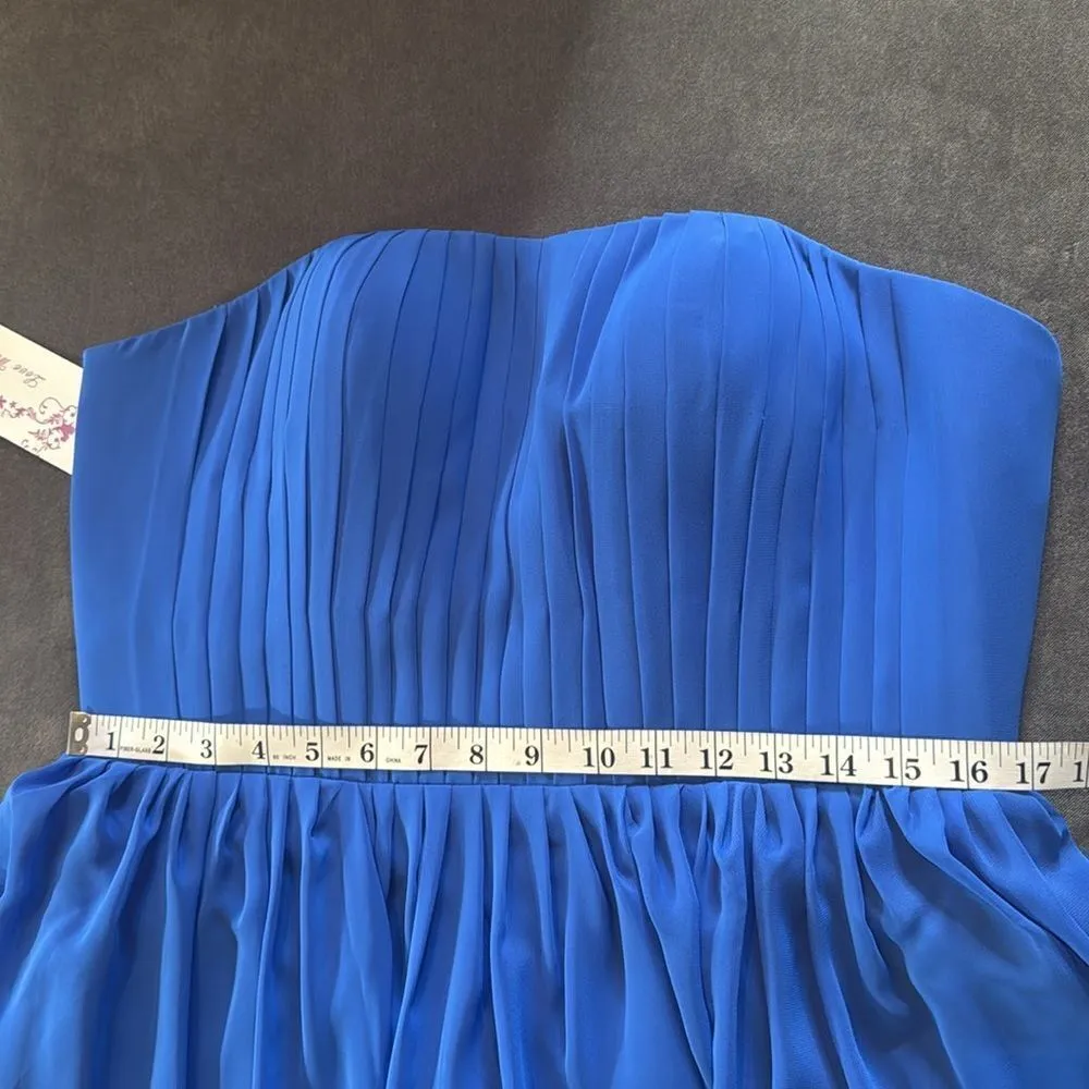 Women’s Blue Full Length Strapless Formal Dress Matching Shawl Size XL (14) NEW - Image 9