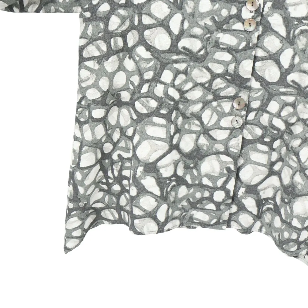 Niche Nilgun Derman Gray White Abstract Print Lagenlook Tunic Top XL - Image 4