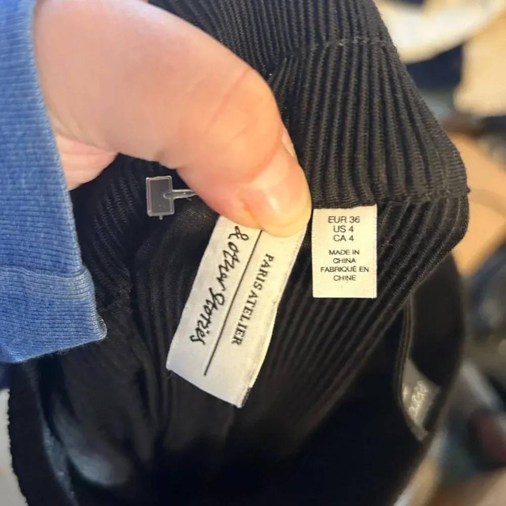 & OTHER STORIES BLACK RIBBED WIDE LEG PANTS - Image 4