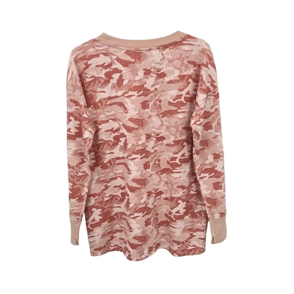 Wonderly crew pink camo pullover sweatshirt lounge size M NEW - Image 3