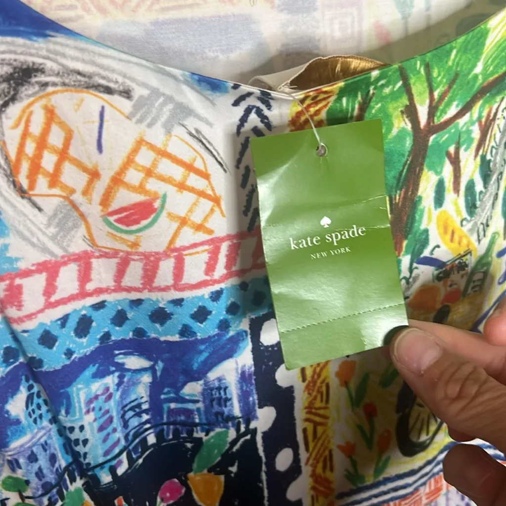 NWT Kate Spade Mariella Picnic Pleat Midi Dress European Summer Watermelon Bike - Image 8