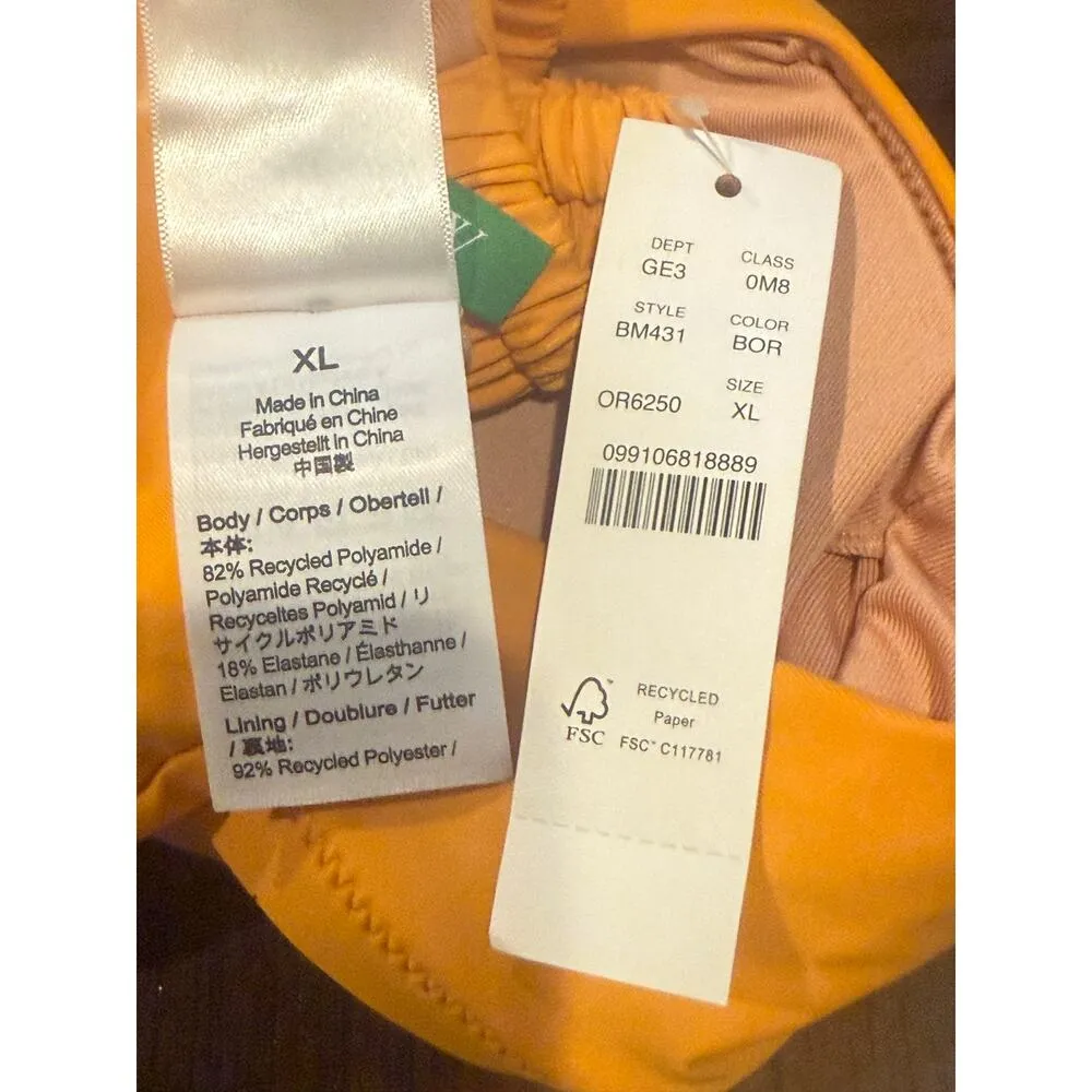 NWT J. Crew Scrunchie Strap Square Neck Bikini Top Removable Cup XL Orange #3110 - Image 7