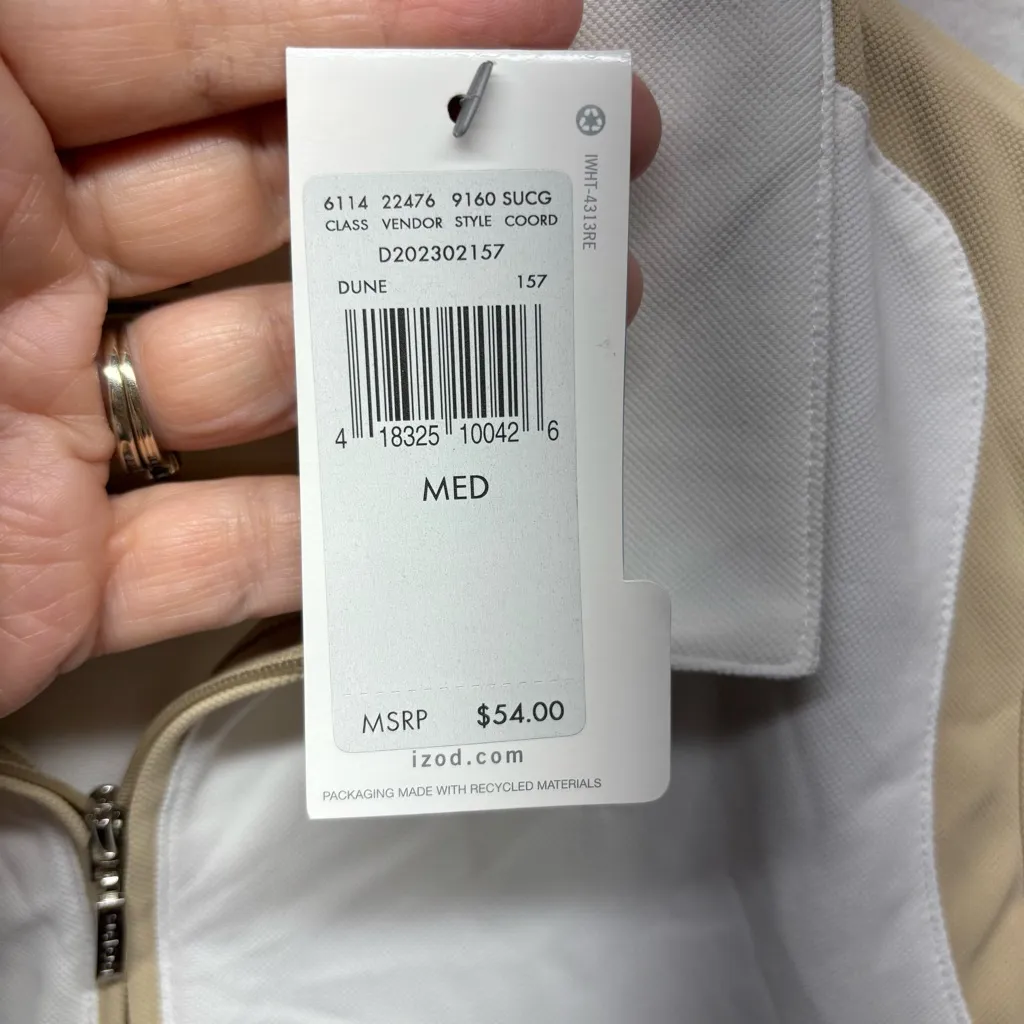 Izod Women's‎ White and Tan Zip-Up Tank Top - Image 3