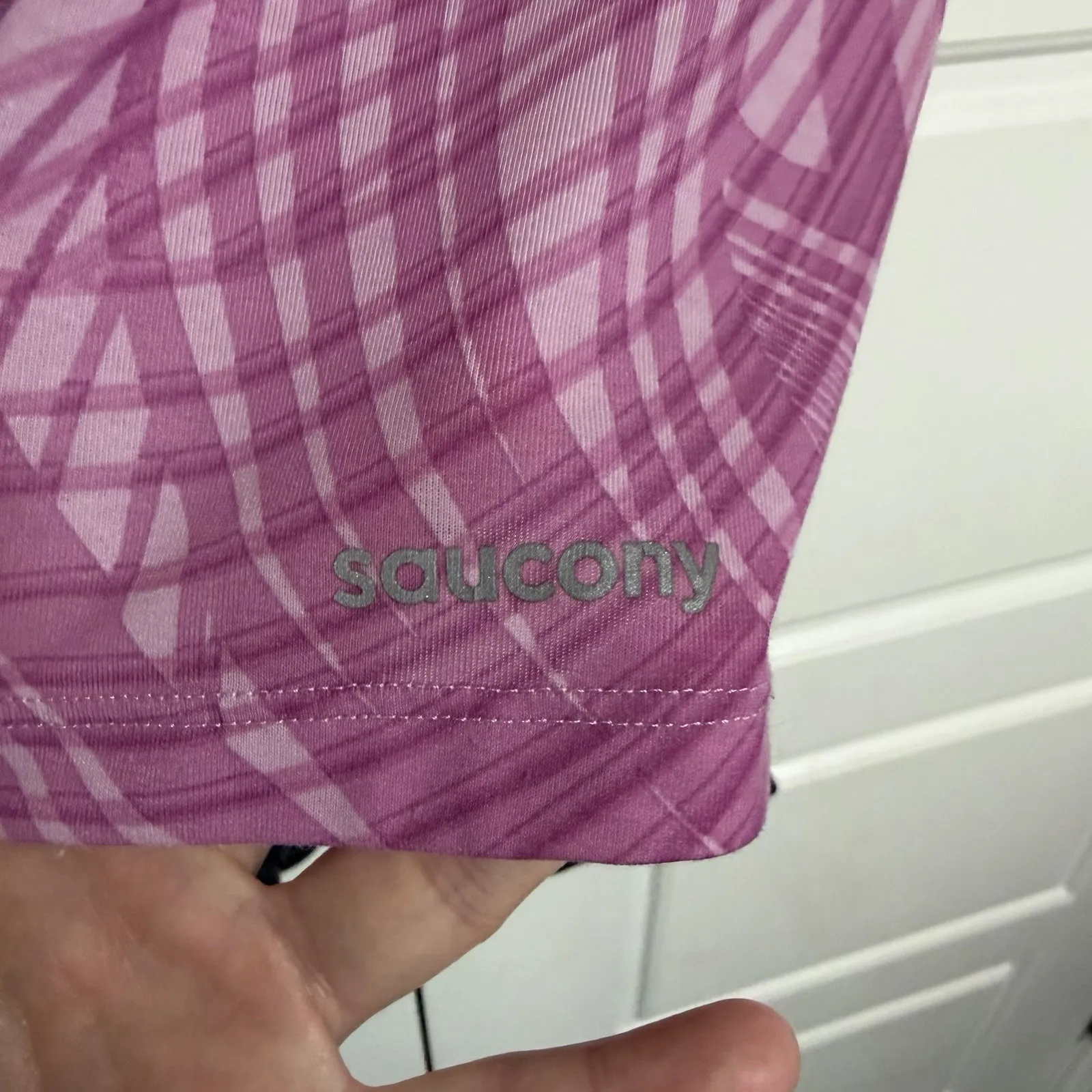 Saucony Womens Racerback Tank Top Purple Swirl Athletic Workout Gym Size L - Image 9