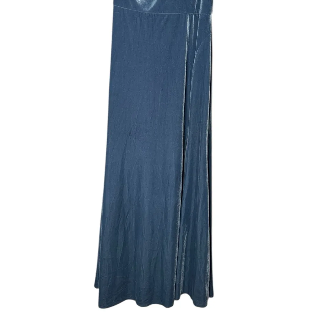 Jenny Yoo Cybill Velvet Blue Asymmetrical One-Shoulder Bridesmaid Dress Size 8 - Image 5
