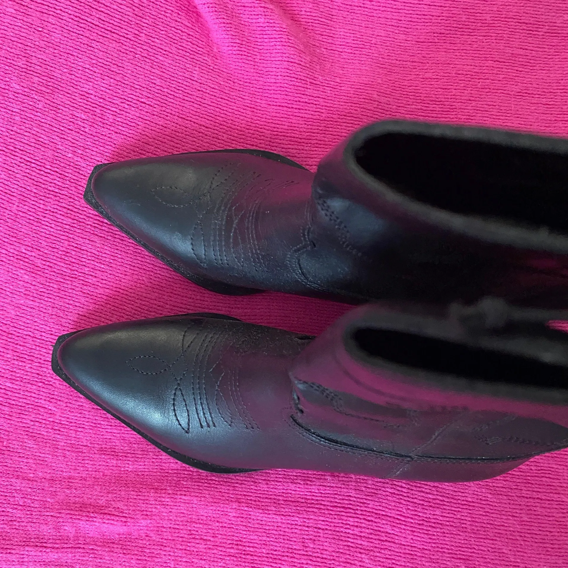 Black Leather Cowgirl Boots - Image 4