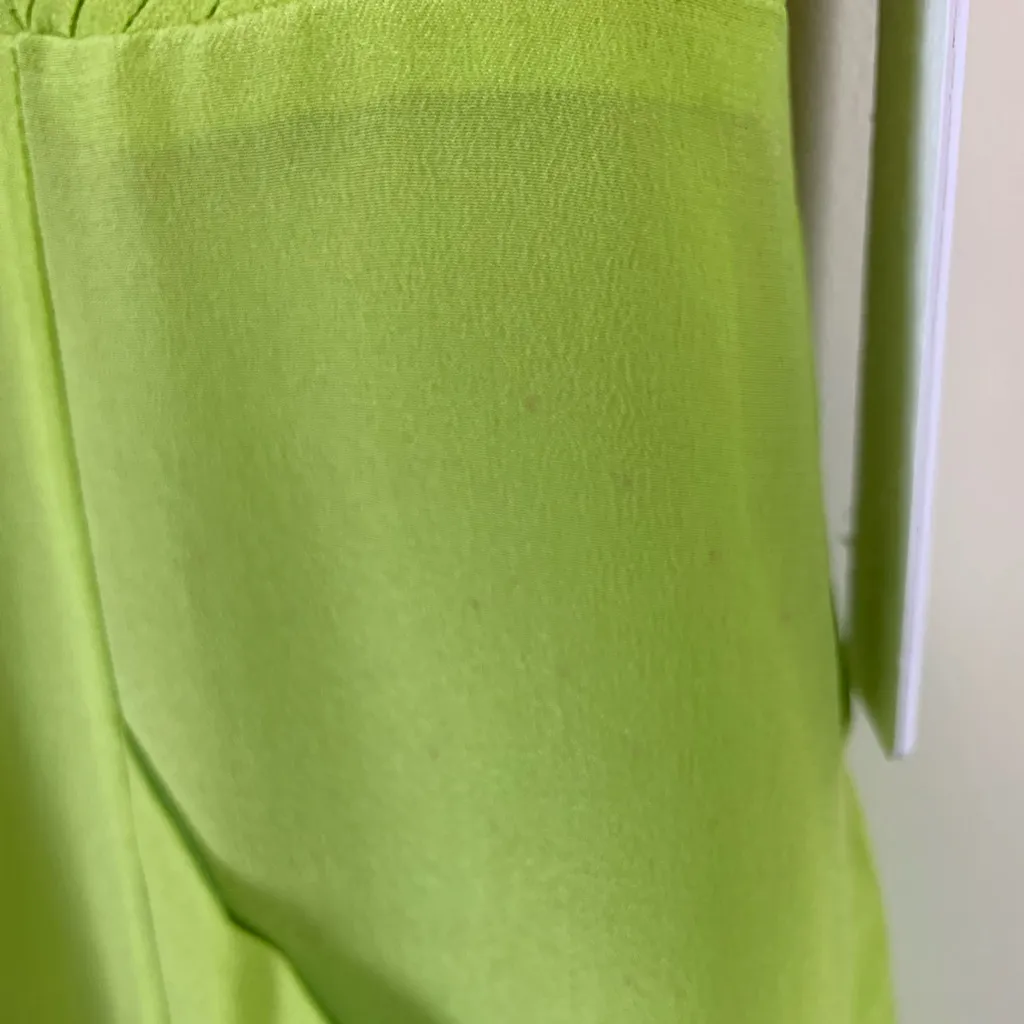 Line & Dot Silk Sheath Dress Small Chartreuse Green Blue Pockets NWT - Image 10