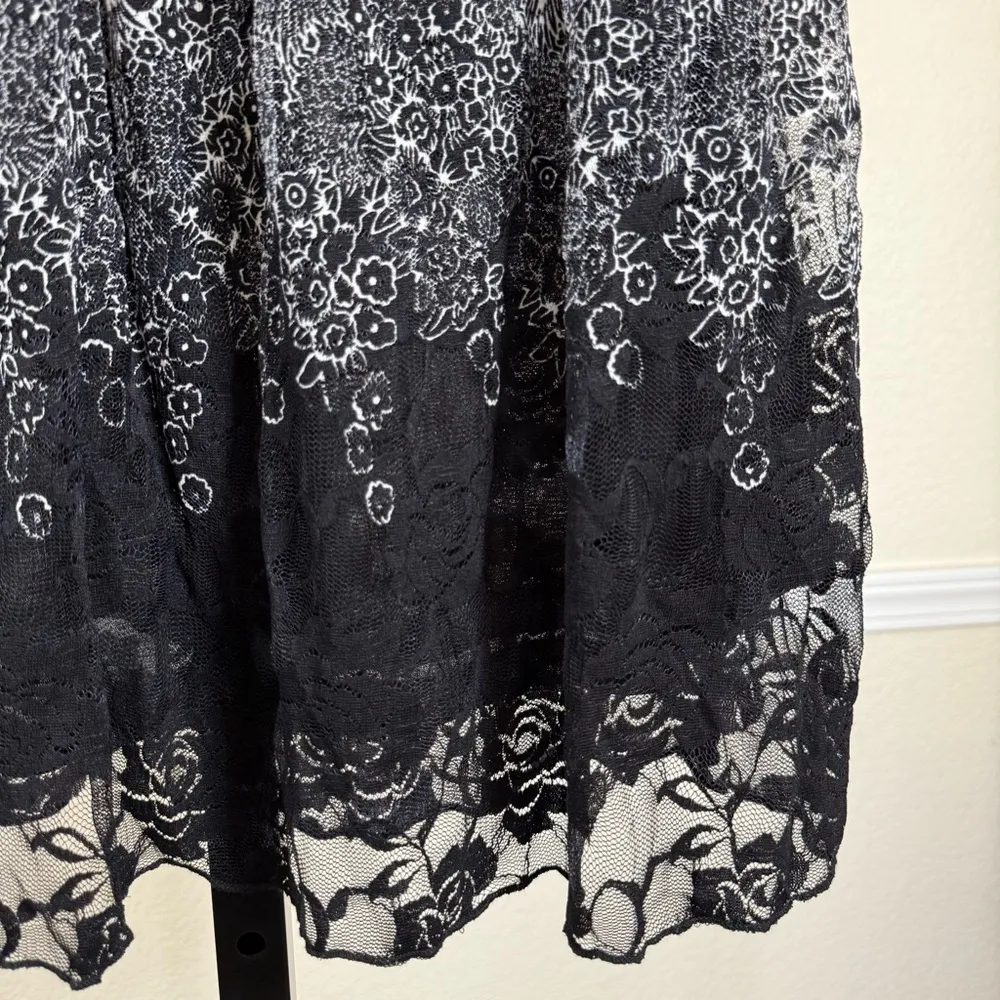 Y2K Sheer Lace Plus Size Black Tunic Top 1X Boho Feminine Floral Festival New - Image 7