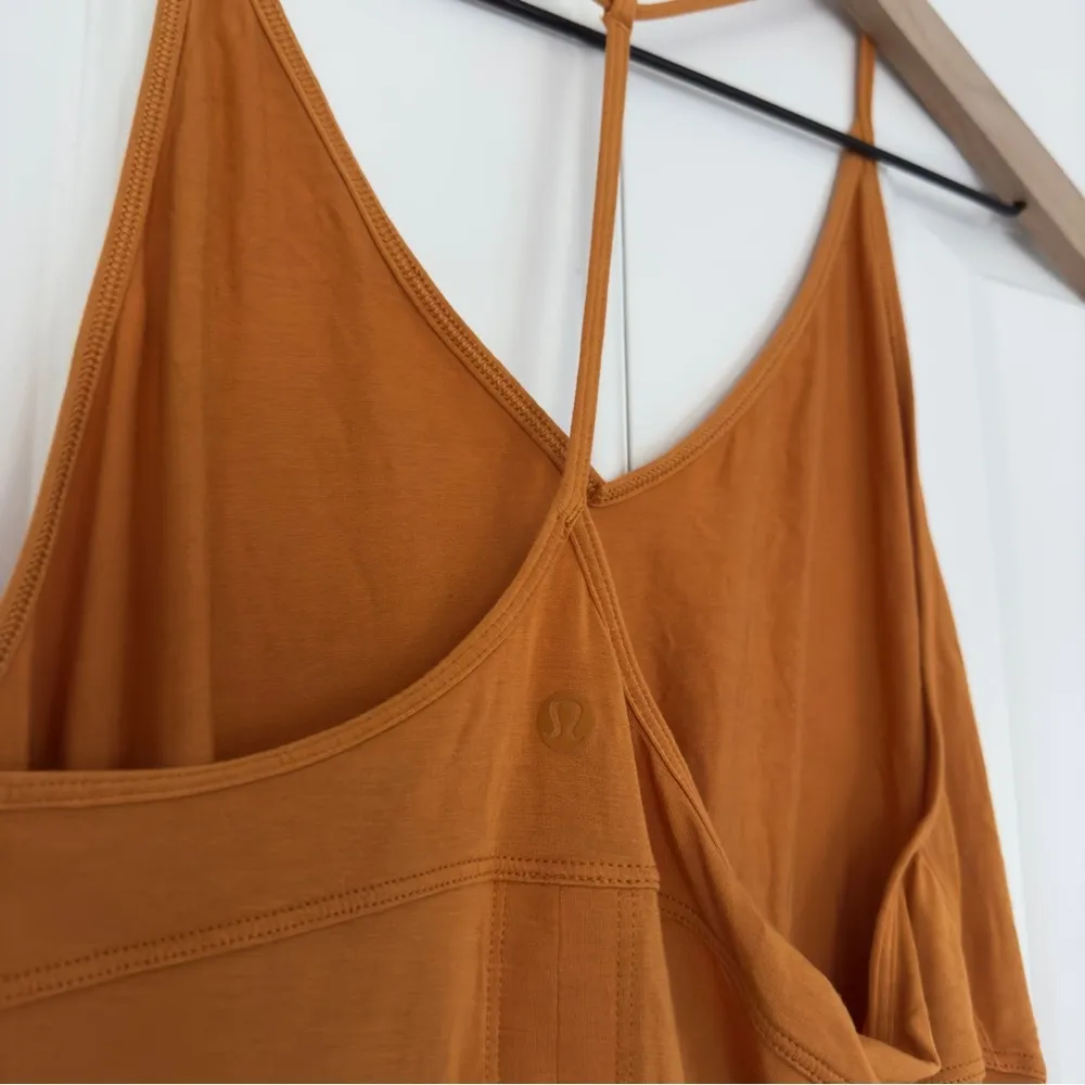 Lululemon Modal-Silk Yoga Tank Top in Autumn Orange athletic yoga Flowy tie back - Image 6