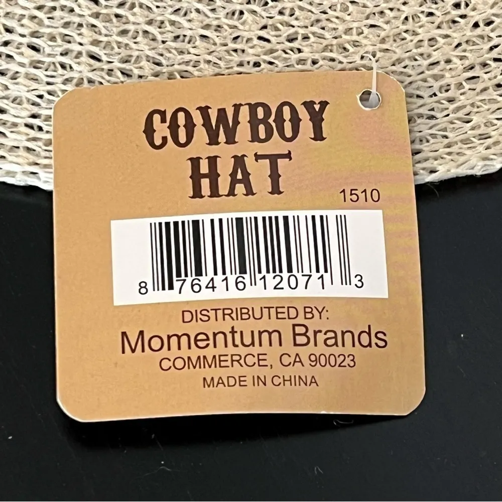 NWT cowboy hat, polyester, mock straw hat, adult - Image 6