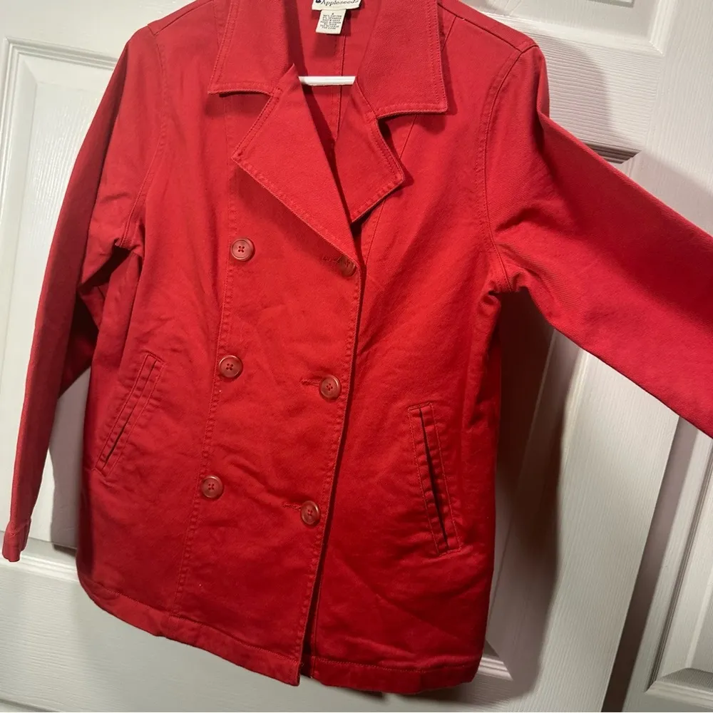 Appleseed’s Red Double Breasted Peacoat‎ Jacket S - Image 4