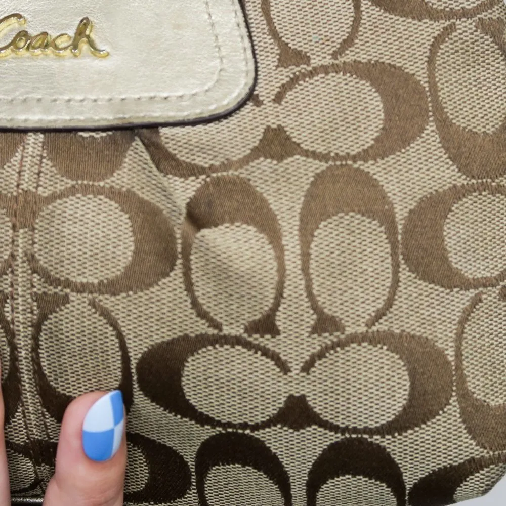 Vintage Coach Signature Canvas Brown Pleated Wristlet Purse - Image 7