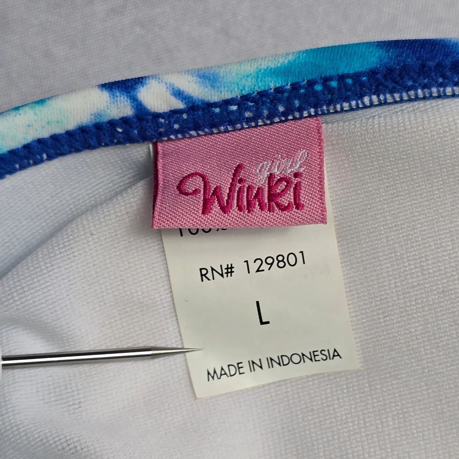 Winki‎ Girl Blue Tie Dye Halter Tie Swim Sports Bra Beach Bikini Top L Large - Image 5