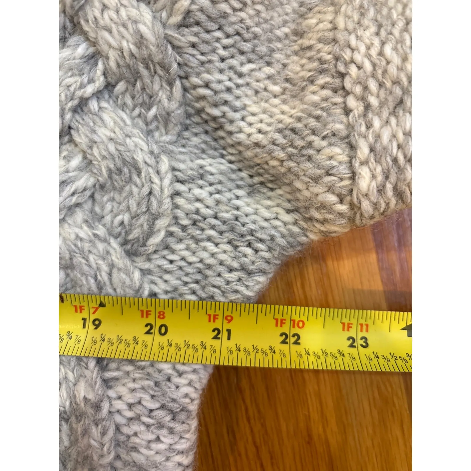 Madewell Cable Knit Mock Neck Sweater Light Gray Wool Blend Size M - Image 5