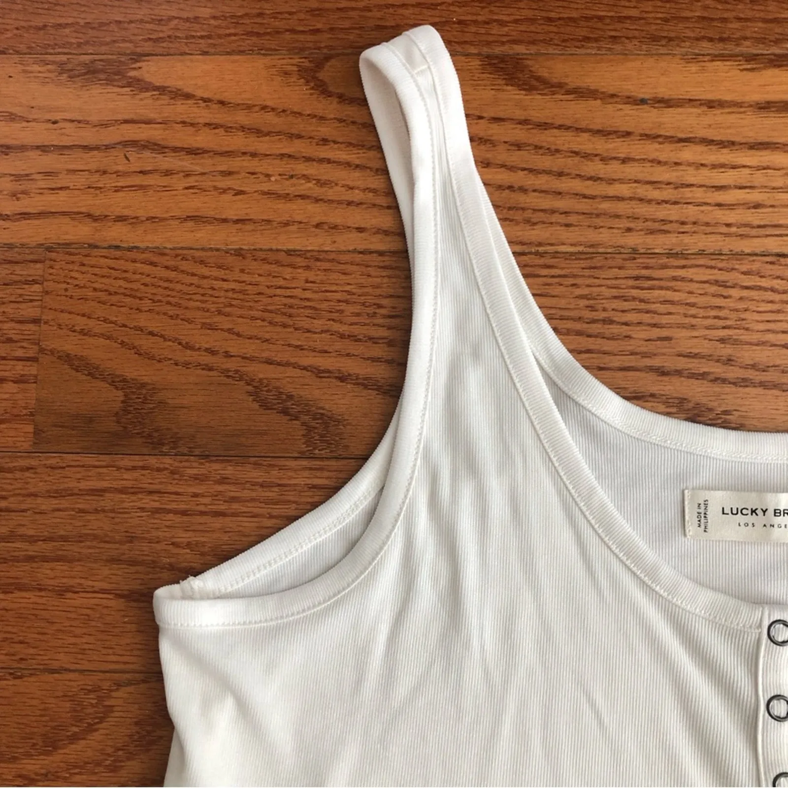 LUCKY BRAND Sandwash Rib Henley White Casual Tank Top Women’s Size M NWT - Image 5