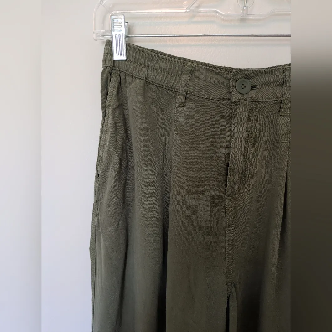 Aerie Drapey Chill Trouser Pants Olive Green Lyocell High Waisted XS Regular - Image 4