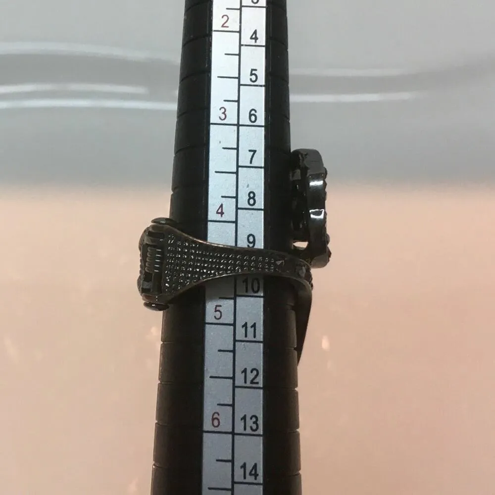 Long Dark Crystals Spring Ring. Statement Piece Gray - Image 5